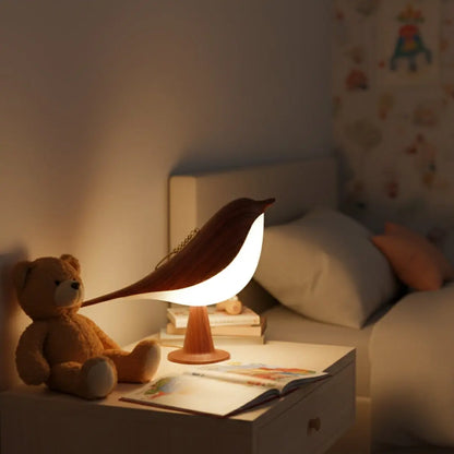 Lampe de Chevet Tactile -  Oiseau Effet Bois Homy Light
