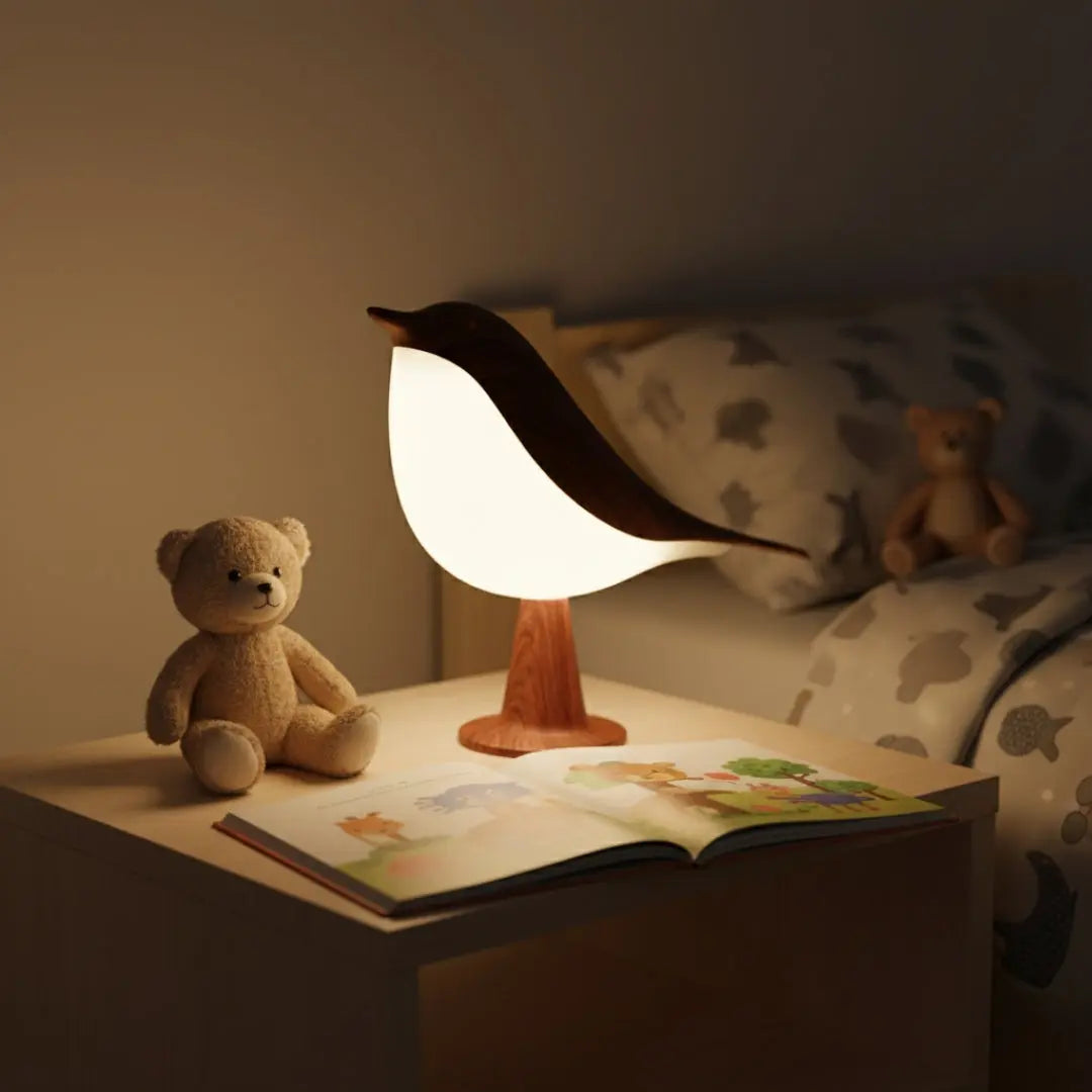 Lampe de Chevet Tactile -  Oiseau Effet Bois Homy Light