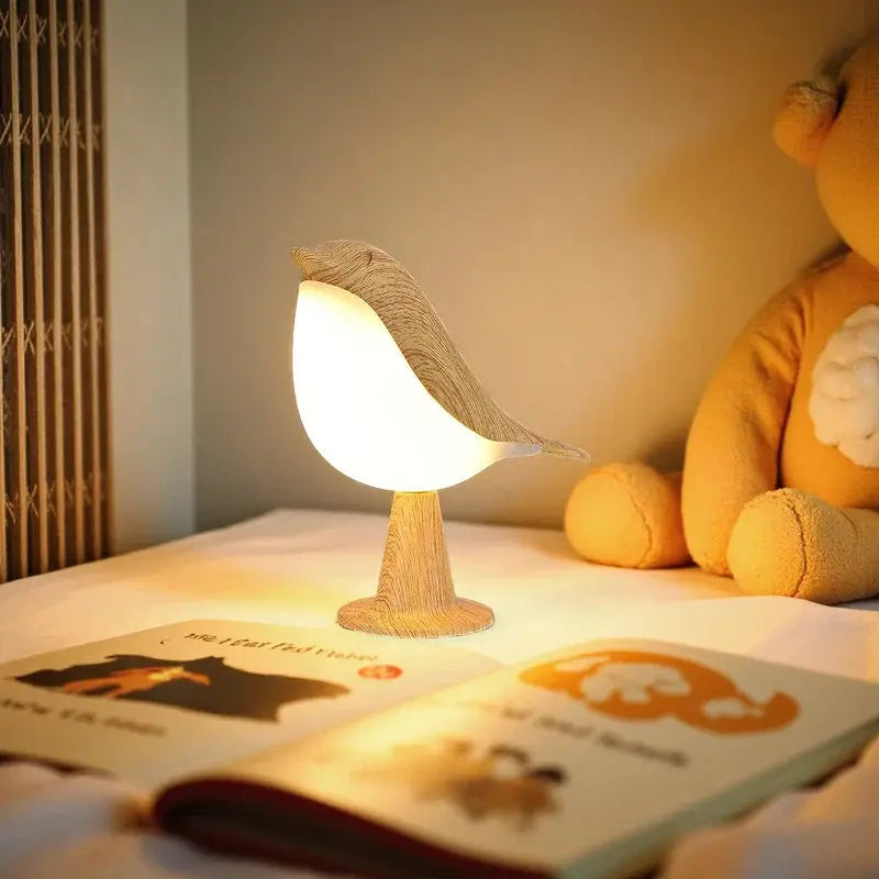 Lampe de Chevet Tactile -  Oiseau Effet Bois Homy Light